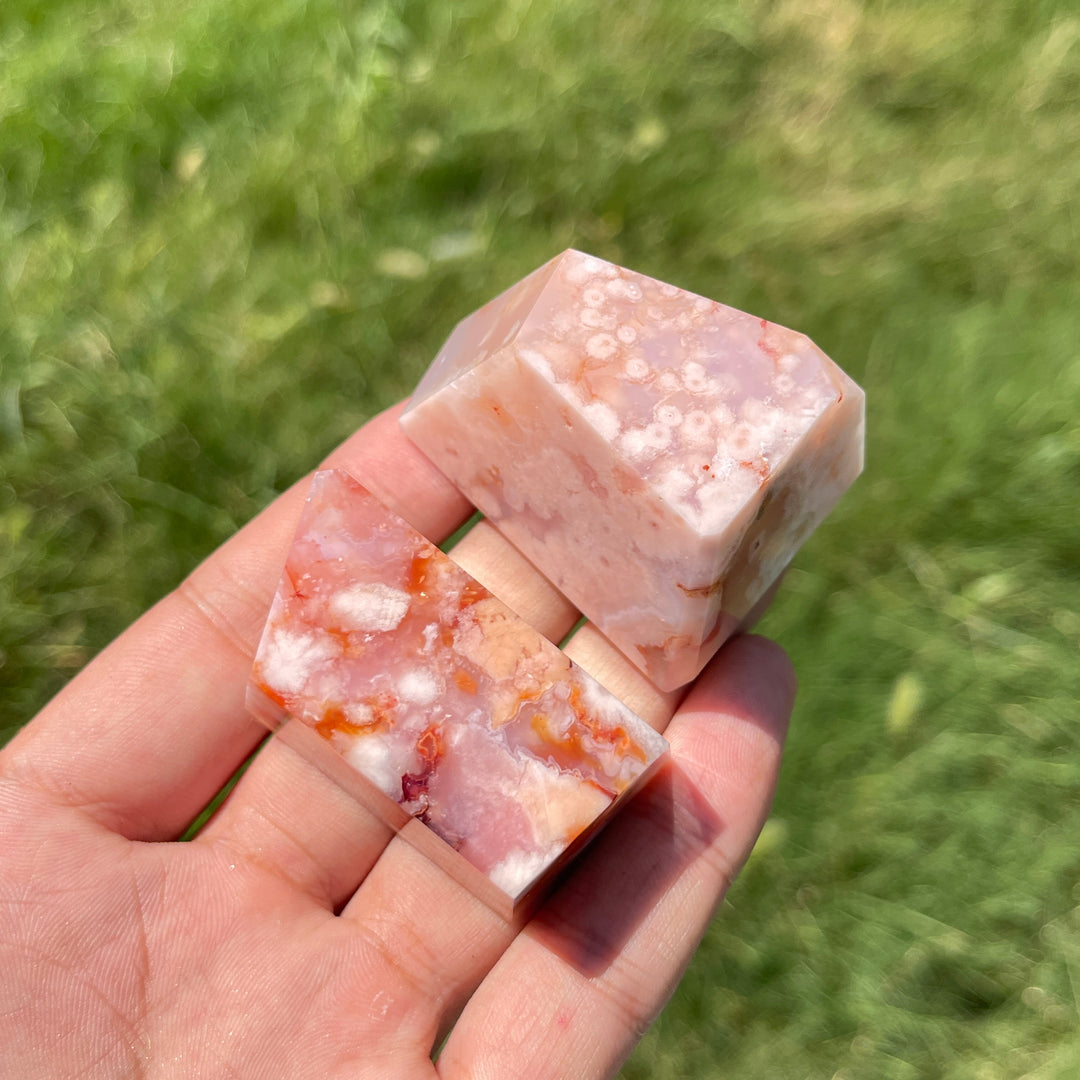 Natural Crystal Exquisite Pink Flower Agate Freeform
