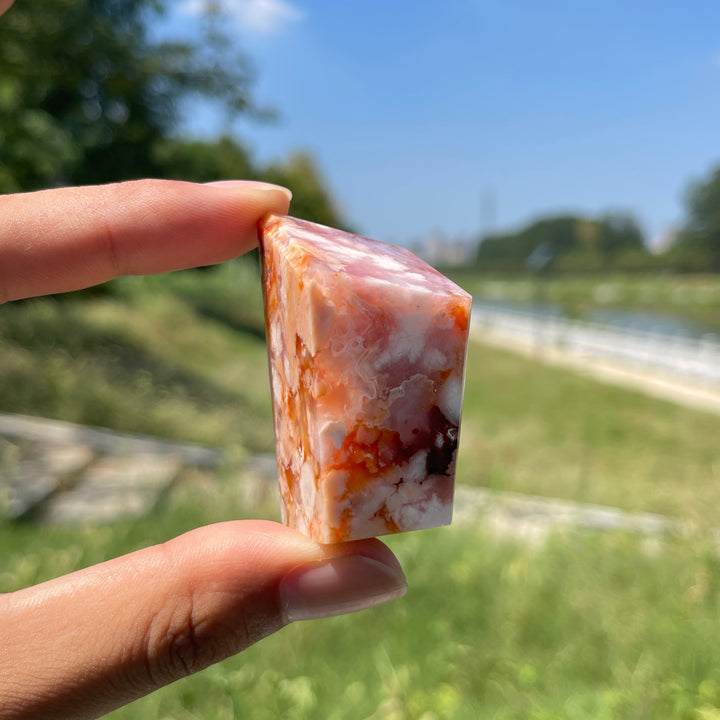 Natural Crystal Exquisite Pink Flower Agate Freeform