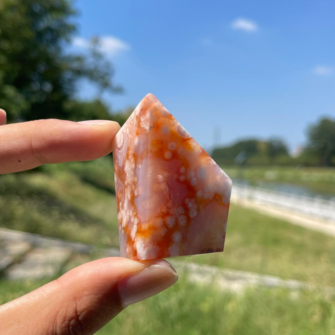Natural Crystal Exquisite Pink Flower Agate Freeform