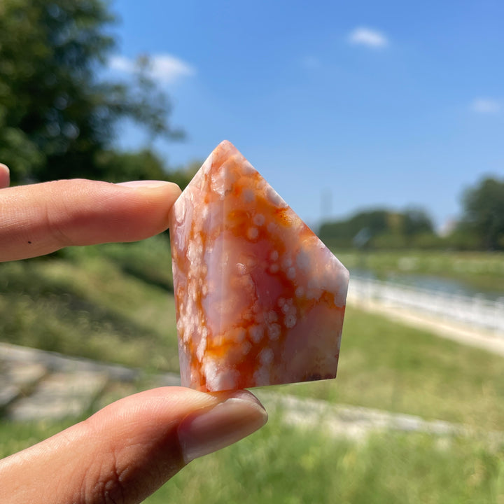 Natural Crystal Exquisite Pink Flower Agate Freeform