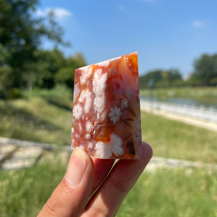 Natural Crystal Exquisite Pink Flower Agate Freeform