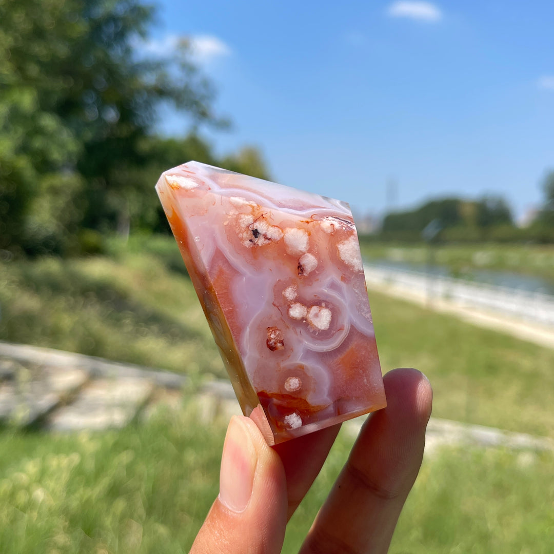 Natural Crystal Exquisite Pink Flower Agate Freeform