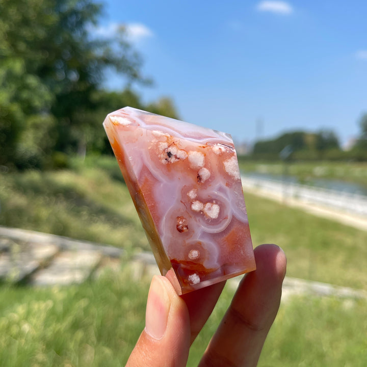 Natural Crystal Exquisite Pink Flower Agate Freeform