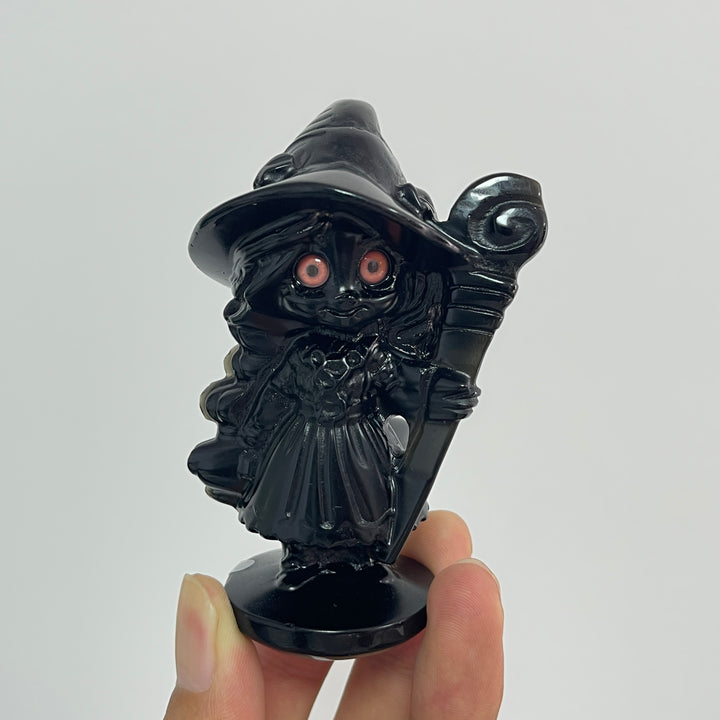 A Slightly Imperfect Natural Crystal Black Obsidian Little Witch