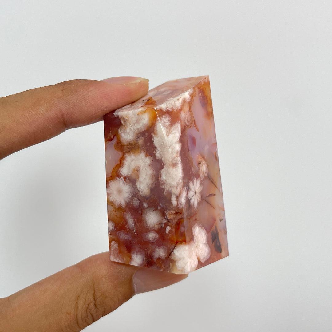 Natural Crystal Exquisite Pink Flower Agate Freeform