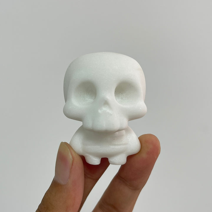 Natural Crystal Carved White Jade Skull