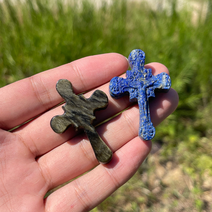 Natural Crystal Carving Handheld Cross