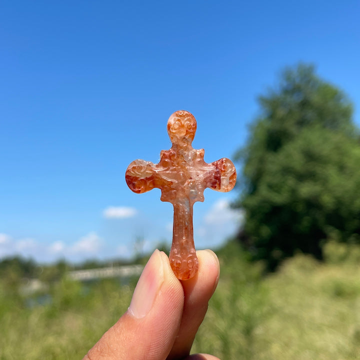 Natural Crystal Carving Handheld Cross