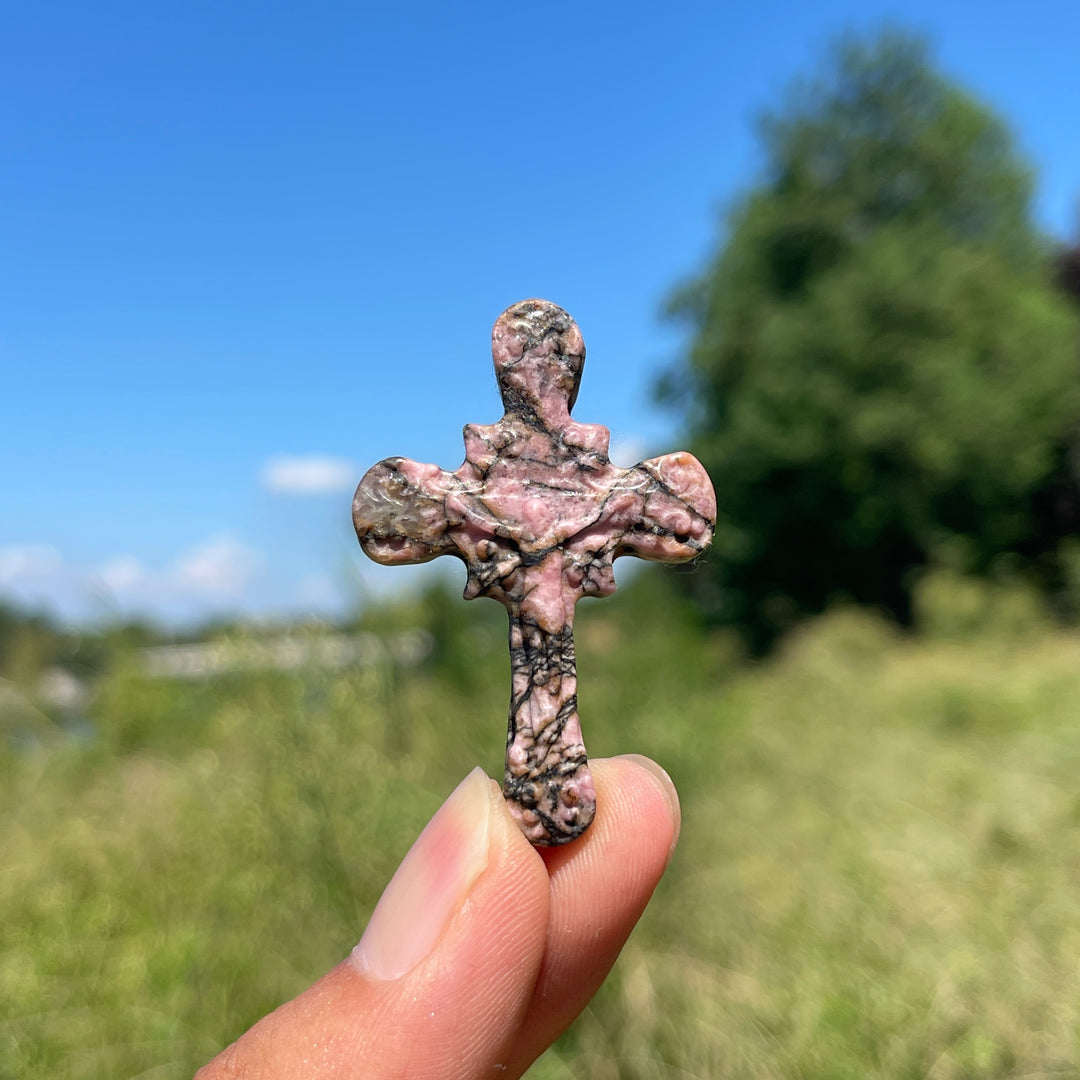 Natural Crystal Carving Handheld Cross
