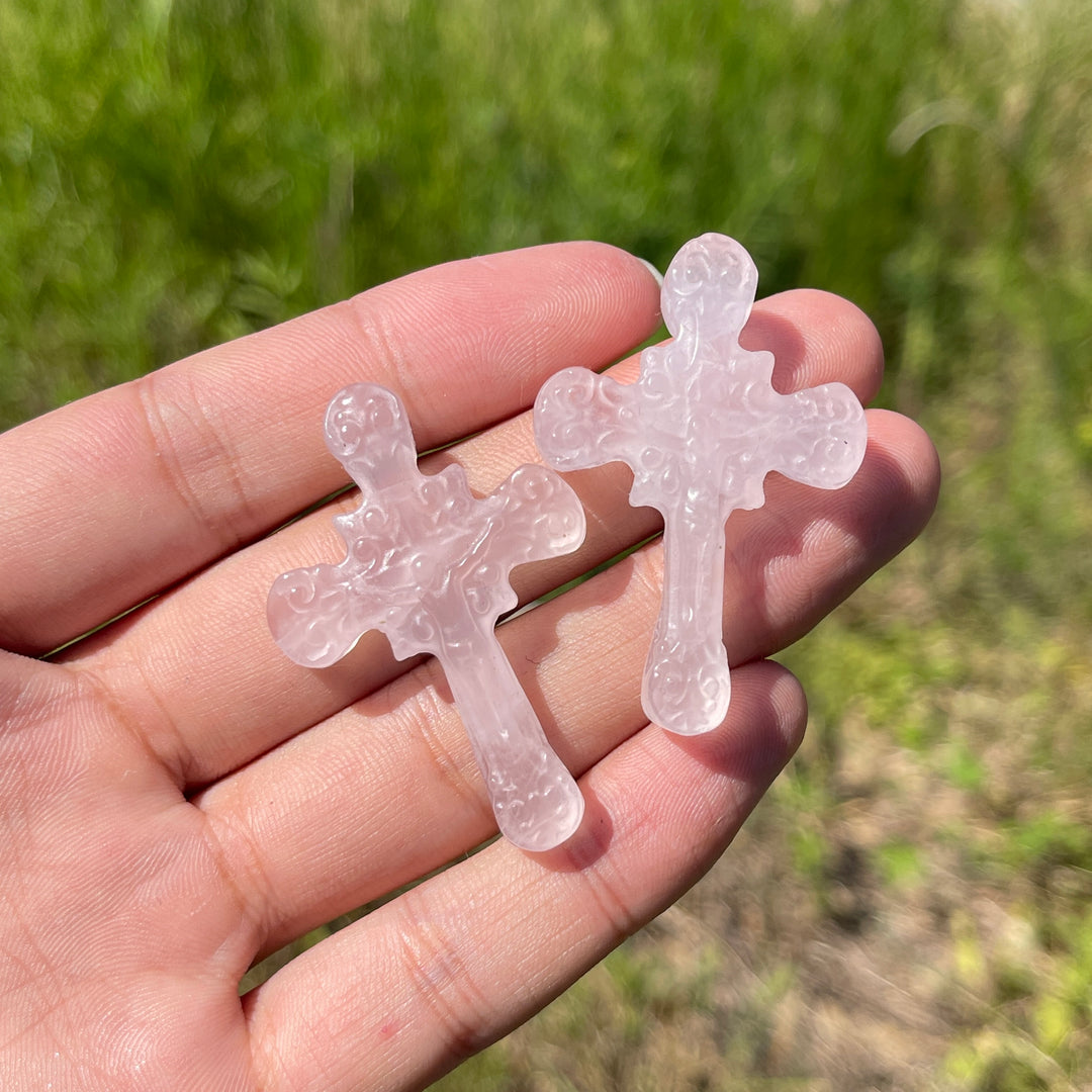 Natural Crystal Carving Handheld Cross