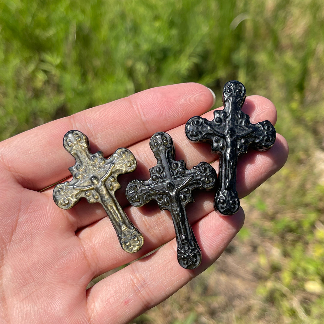 Natural Crystal Carving Handheld Cross