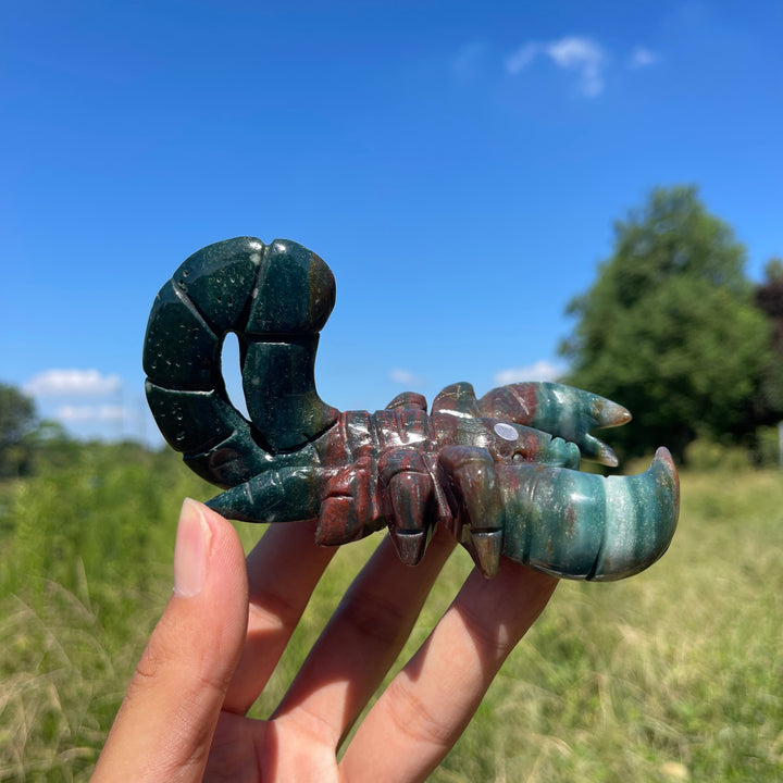 A Slightly Imperfect Natural Crystal Carving Ocean Jasper Scorpion