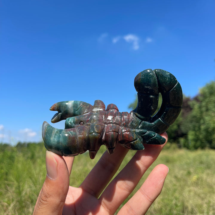A Slightly Imperfect Natural Crystal Carving Ocean Jasper Scorpion