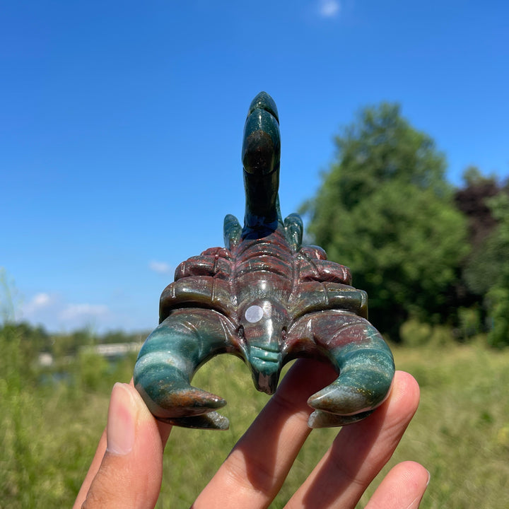 A Slightly Imperfect Natural Crystal Carving Ocean Jasper Scorpion