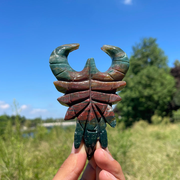 A Slightly Imperfect Natural Crystal Carving Ocean Jasper Scorpion