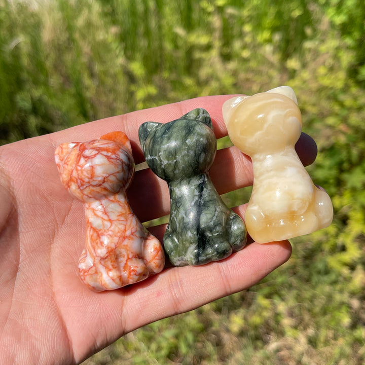 Natural Crystal Carving Faceless Cat