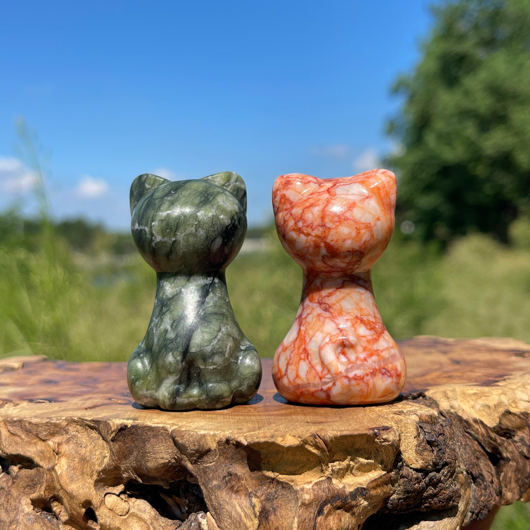 Natural Crystal Carving Faceless Cat