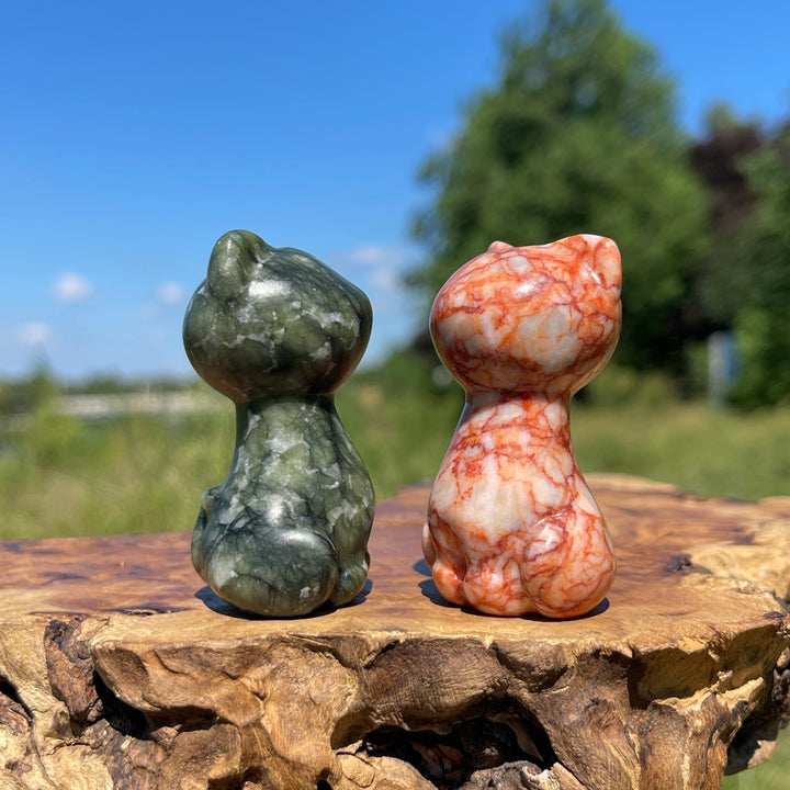 Natural Crystal Carving Faceless Cat