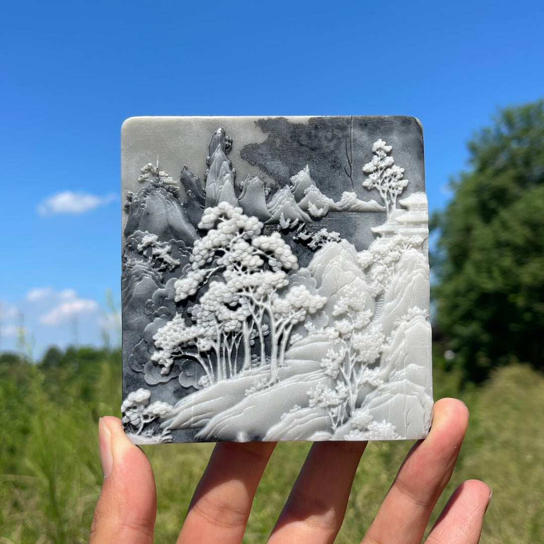 Unique,Natural Crystal Carving TaiJi Stone Landscape Scene