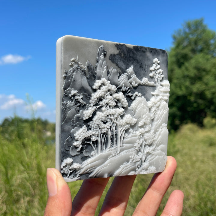 Unique,Natural Crystal Carving TaiJi Stone Landscape Scene