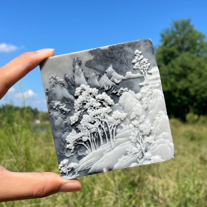 Unique,Natural Crystal Carving TaiJi Stone Landscape Scene