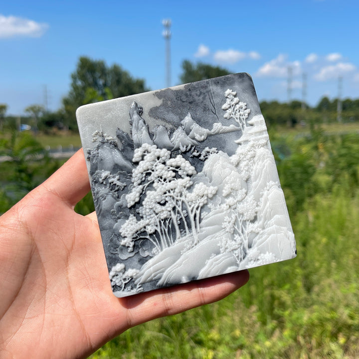 Unique,Natural Crystal Carving TaiJi Stone Landscape Scene