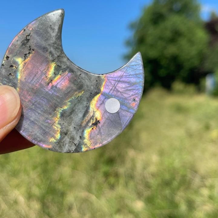 Unique,A Slightly Imperfect Natural Crystal Triple Moon With Stand