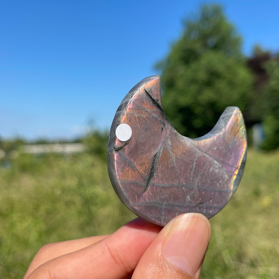 Unique,A Slightly Imperfect Natural Crystal Triple Moon With Stand