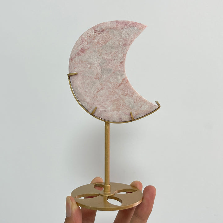Unique,Natural Crystal Pink Opal Moon