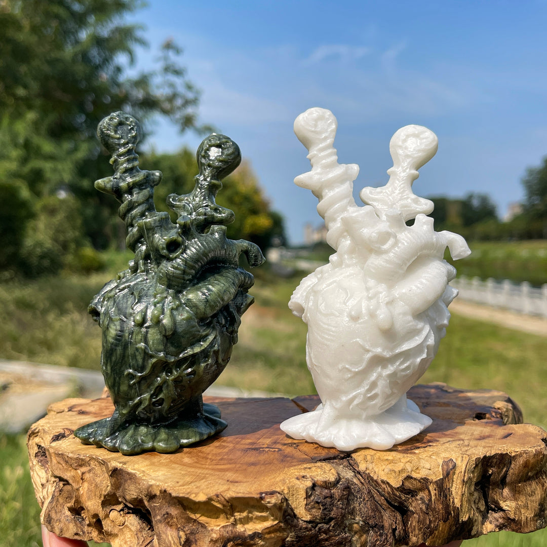 A Slightly Imperfect Natural Crystal Carving Dagger Pierced Heart
