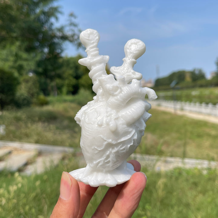 A Slightly Imperfect Natural Crystal Carving Dagger Pierced Heart