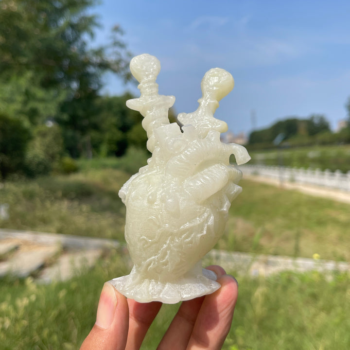 A Slightly Imperfect Natural Crystal Carving Dagger Pierced Heart