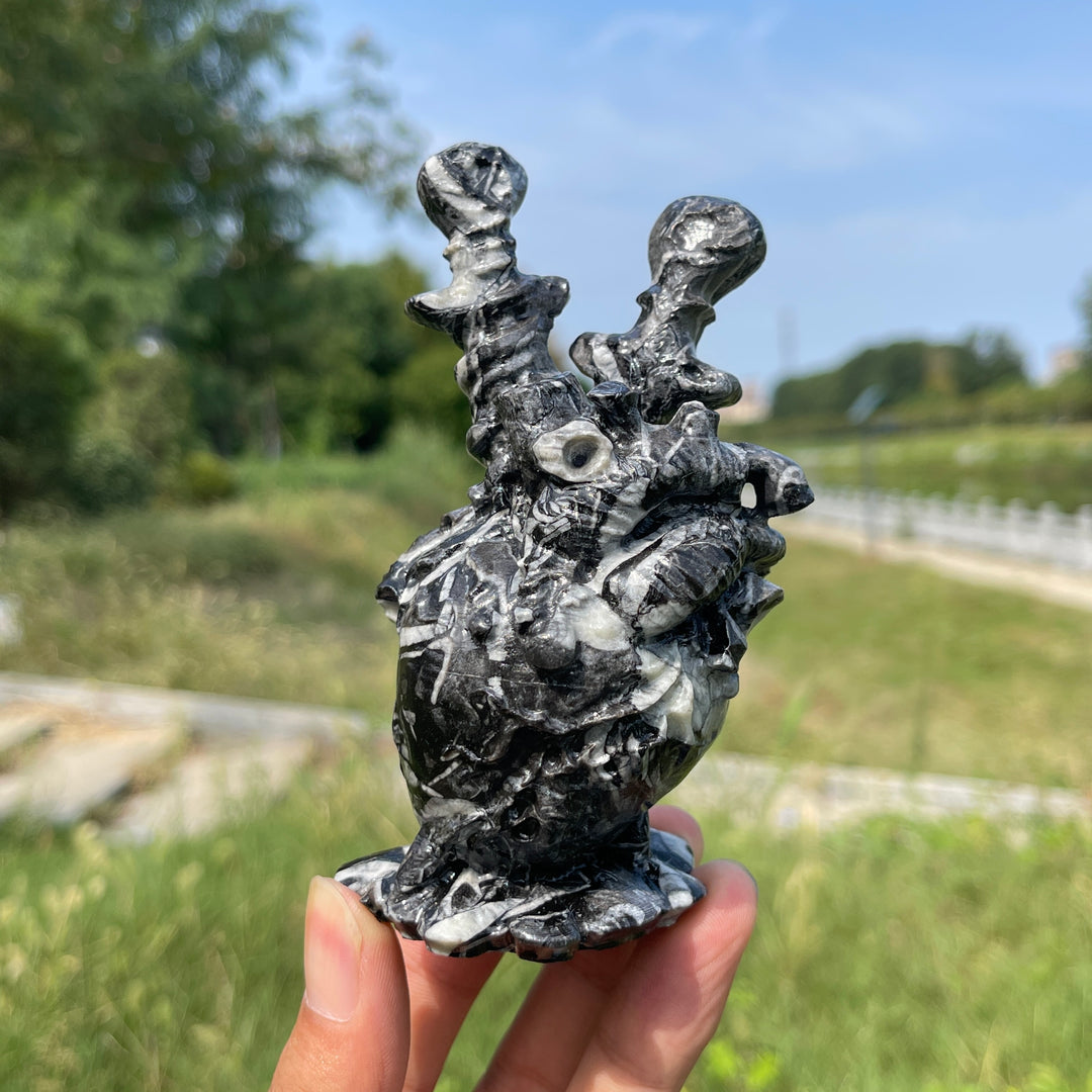 A Slightly Imperfect Natural Crystal Carving Dagger Pierced Heart