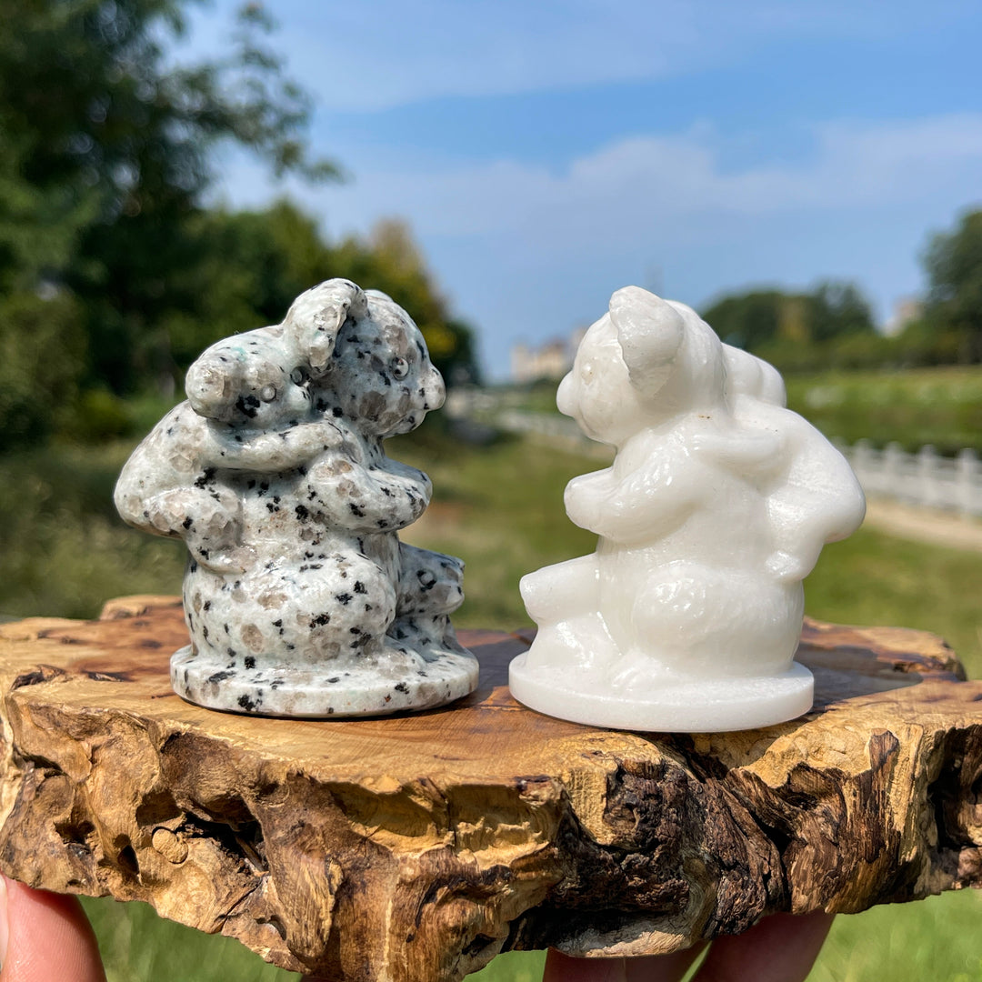 Natural Crystal Carving Heart Warming Koala Family