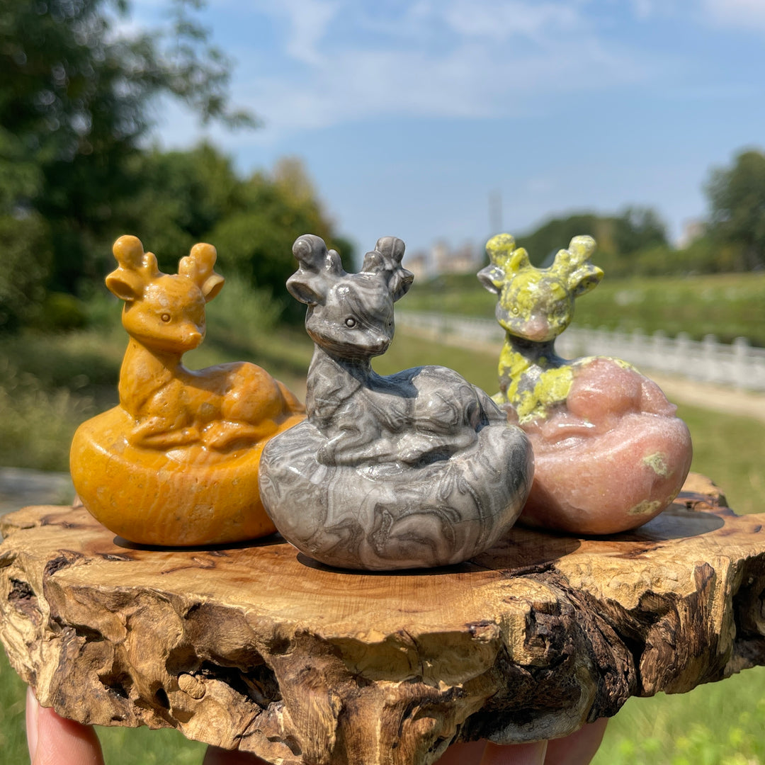 A Slightly Imperfect Natural Crystal Carving Whimsical Posture Ingot Deer