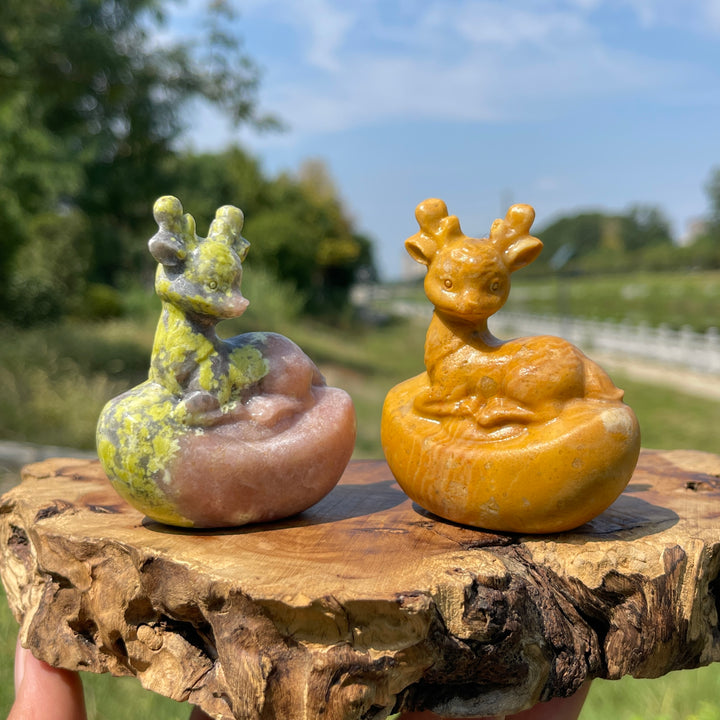 A Slightly Imperfect Natural Crystal Carving Whimsical Posture Ingot Deer