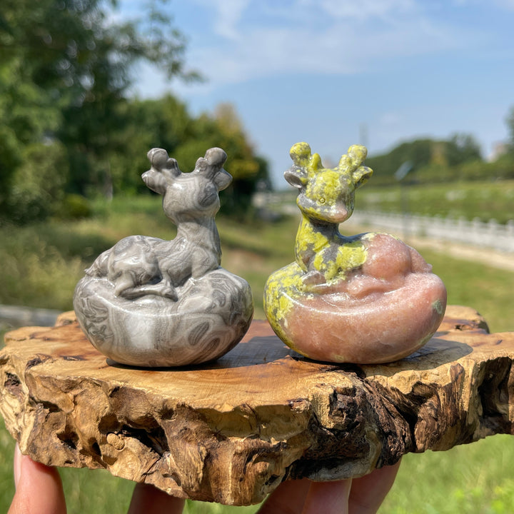 A Slightly Imperfect Natural Crystal Carving Whimsical Posture Ingot Deer