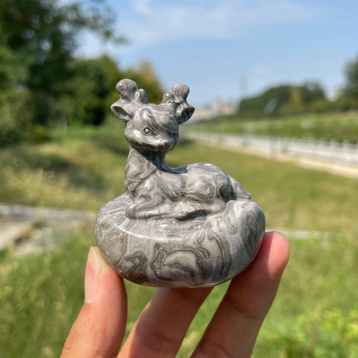 A Slightly Imperfect Natural Crystal Carving Whimsical Posture Ingot Deer