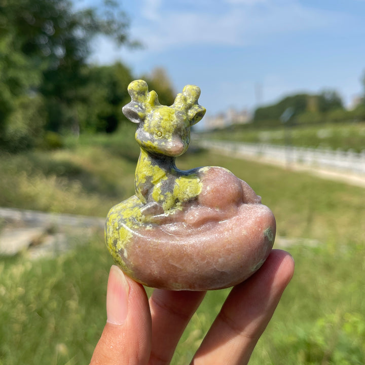 A Slightly Imperfect Natural Crystal Carving Whimsical Posture Ingot Deer
