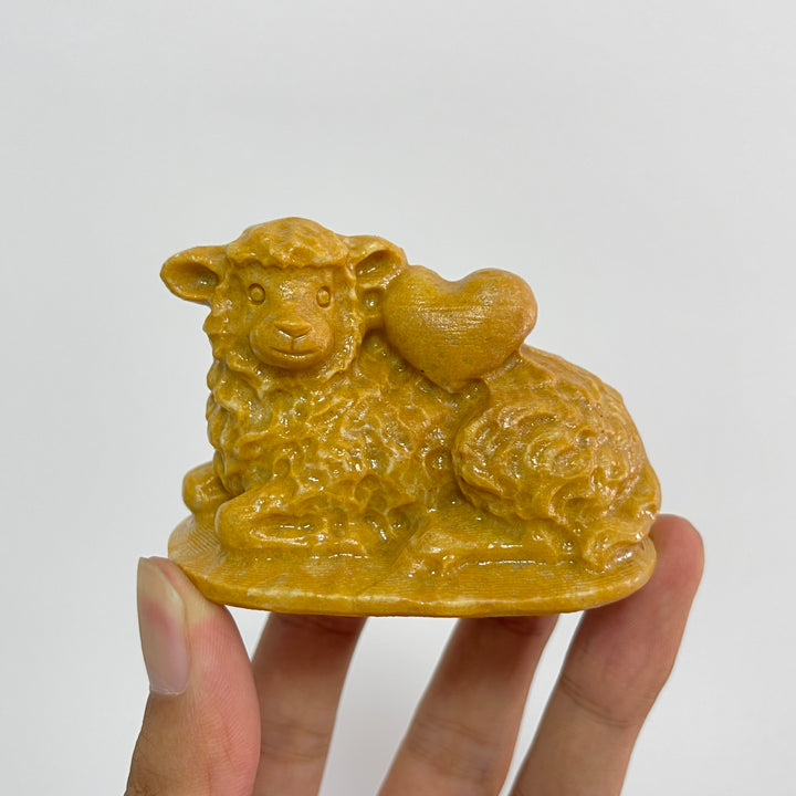 Natural Crystal Carving Whimsical Heart Lamb