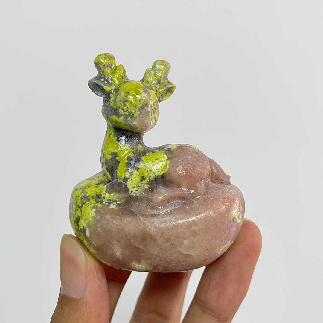 A Slightly Imperfect Natural Crystal Carving Whimsical Posture Ingot Deer