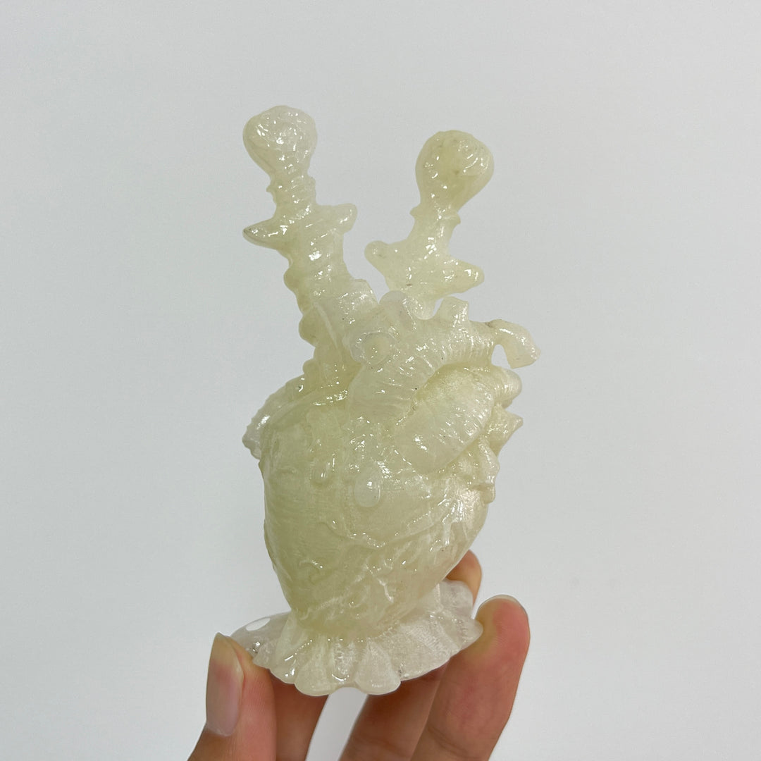 A Slightly Imperfect Natural Crystal Carving Dagger Pierced Heart