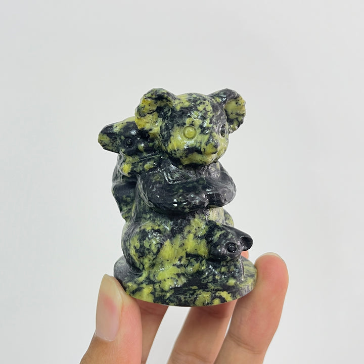 Natural Crystal Carving Heart Warming Koala Family