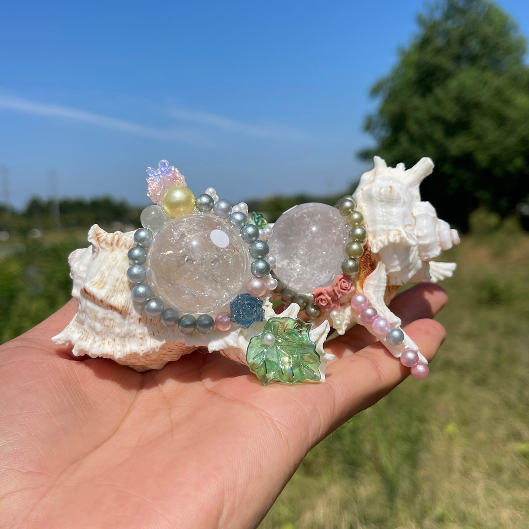 Unique,A Slightly Imperfect Natural Crystal Sphere With Conch