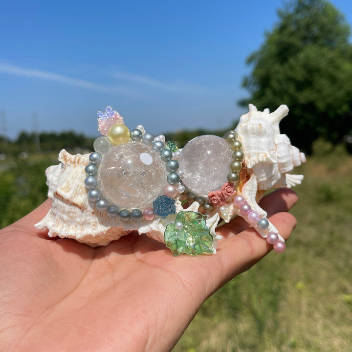 Unique,A Slightly Imperfect Natural Crystal Sphere With Conch