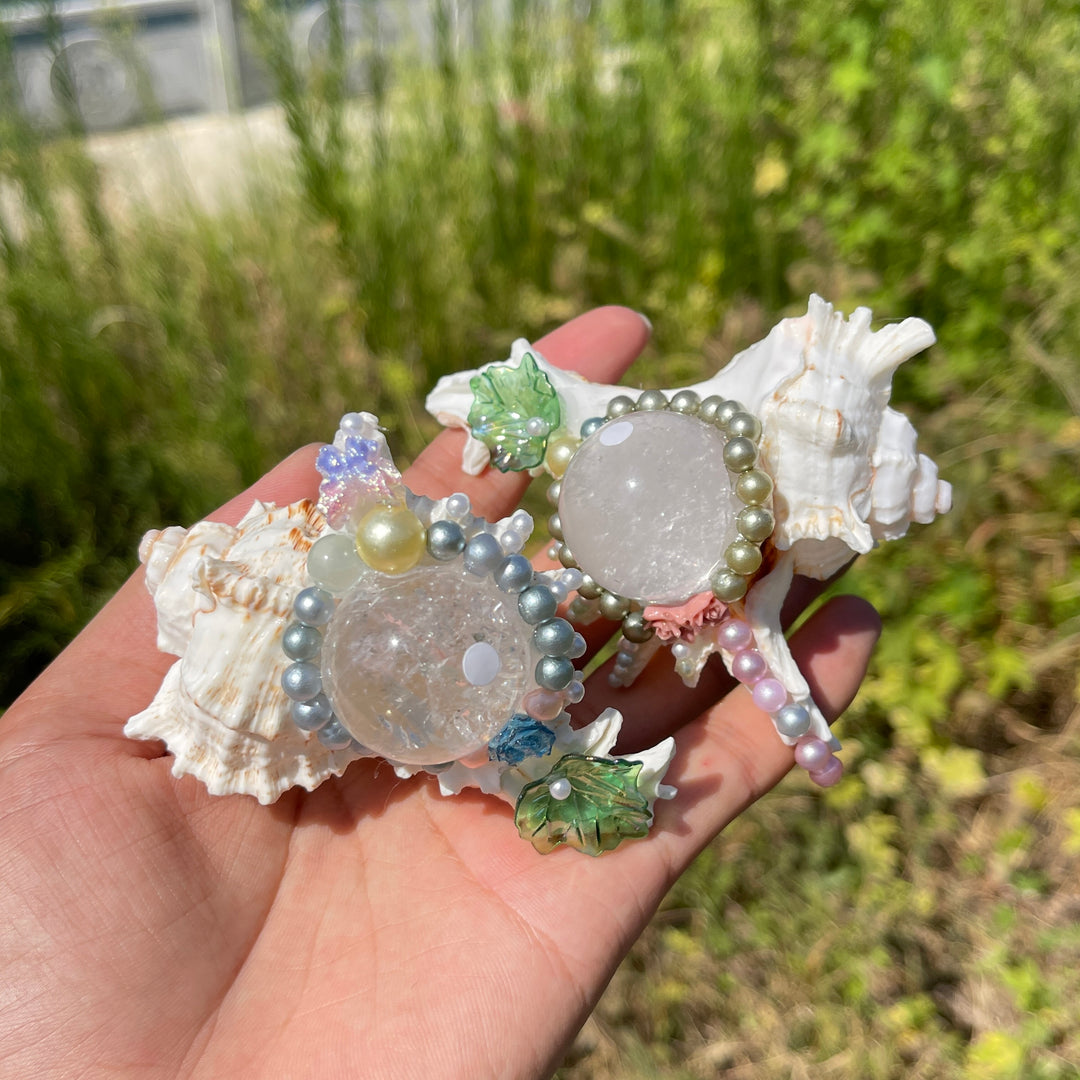 Unique,A Slightly Imperfect Natural Crystal Sphere With Conch