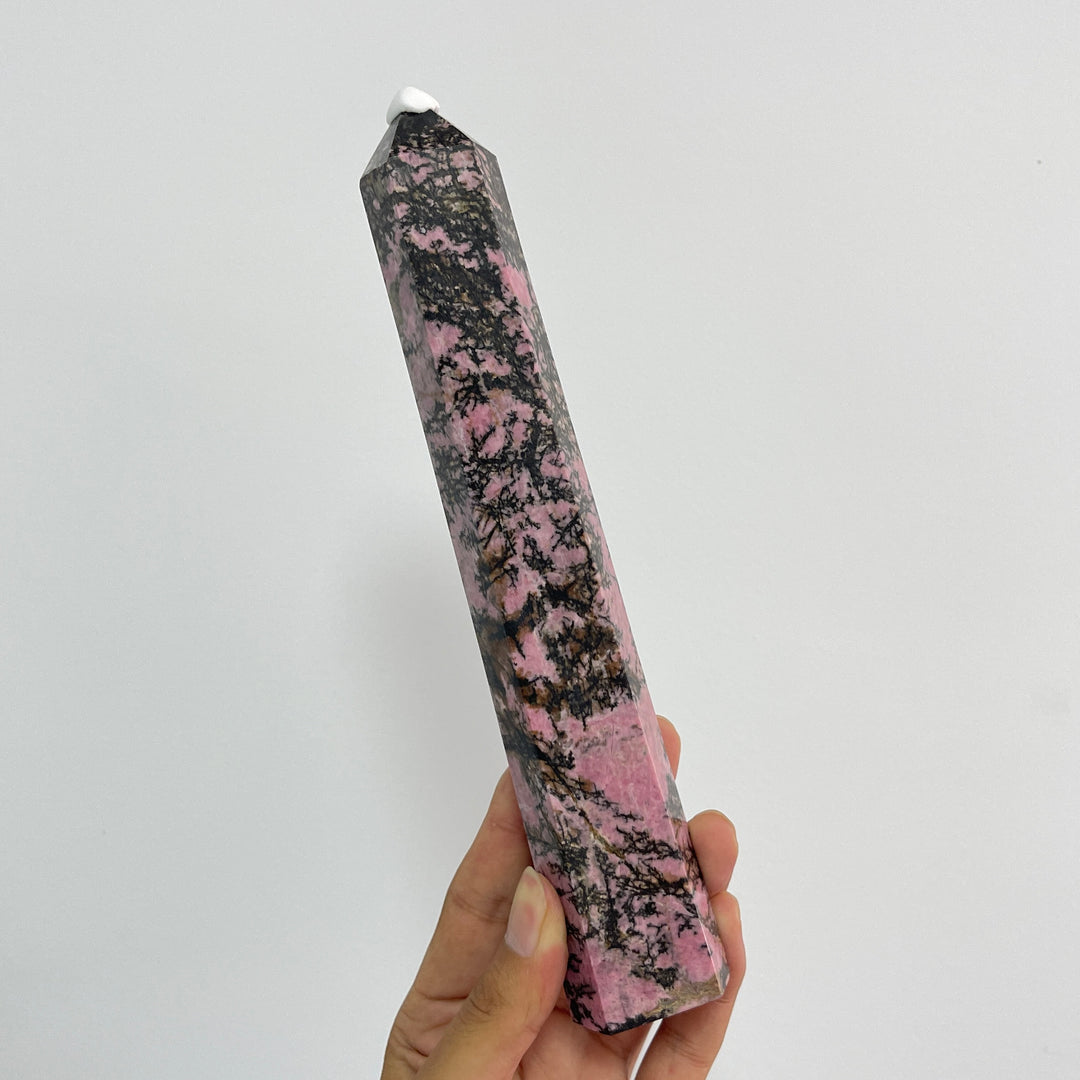 Unique,Natural Crystal Large Rhodonite Point