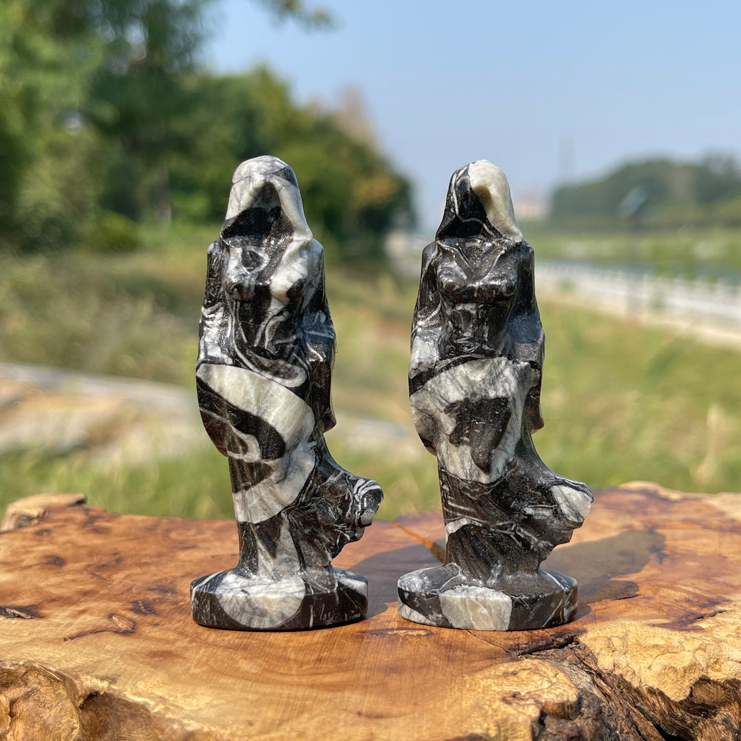 Natural Crystal Carving Hooded Ghost Lady