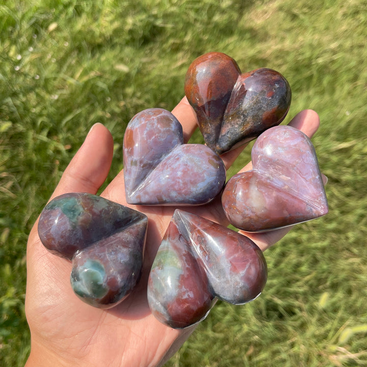 Natural Crystal Ocean Jasper Heart