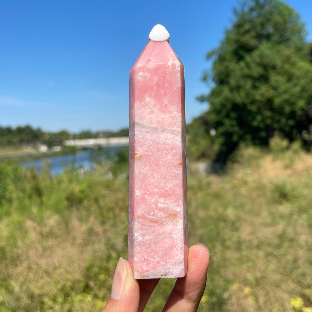 Unique,Natural Delicate Pink Opal Crystal Point